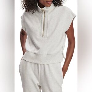 Varley Kelly Coordinating High Neck Cap Sleeve Half Zip Double Soft Sweatshirt